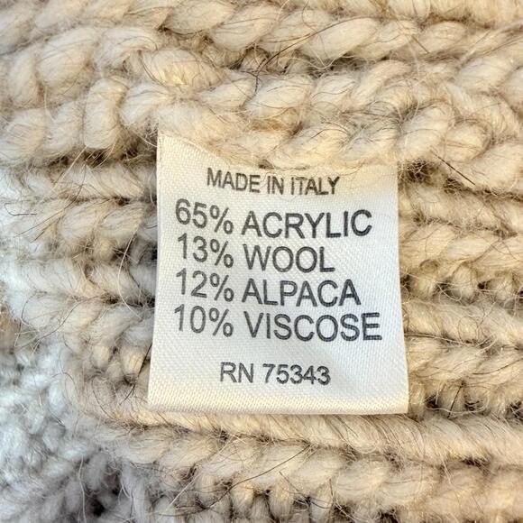 Elsamanda Women's M Full-Zip Short Sleeve Chunky Cable Knit Alpaca Blend Sweater - Picture 8 of 9